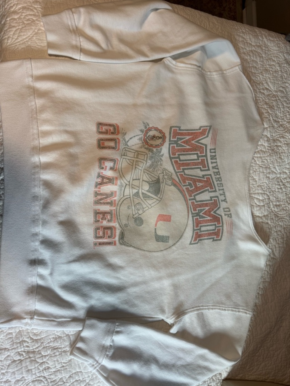 HOLLISTER University of Miami Cream Off the Shoulder Sweatshirt